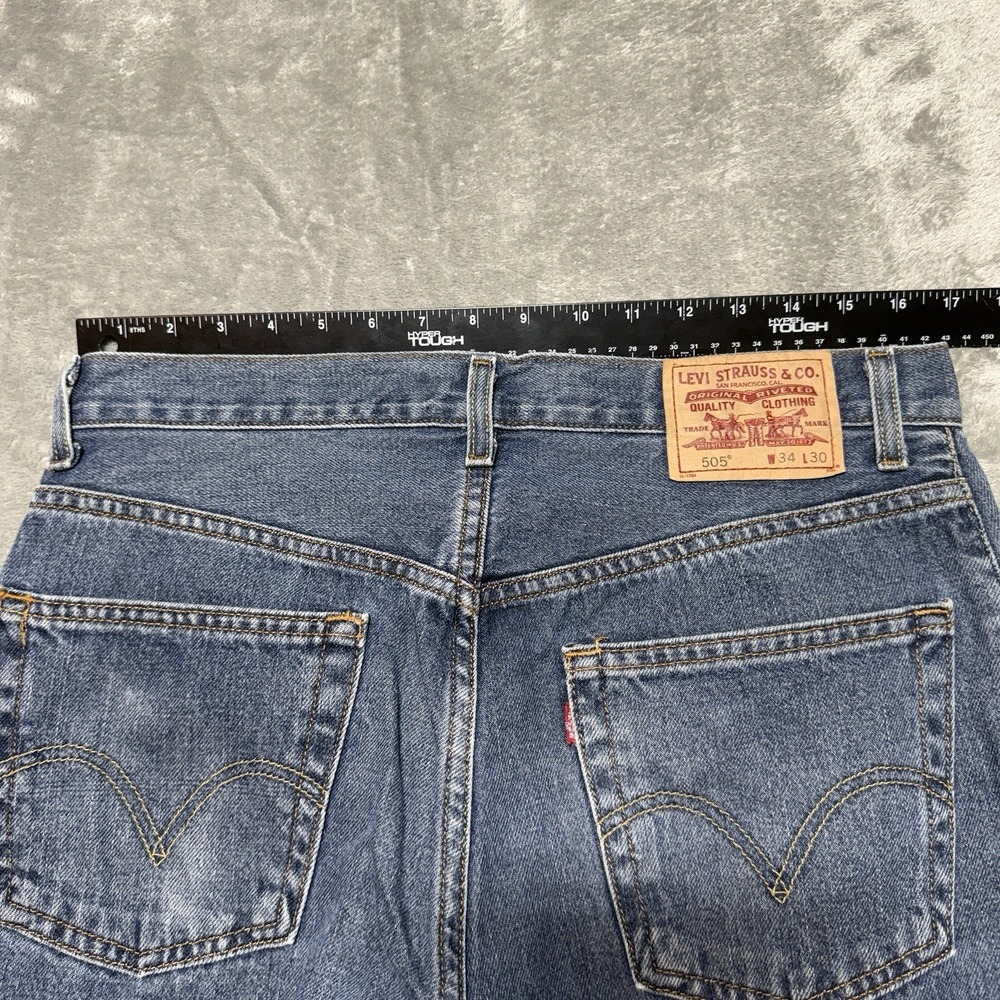 Levis Jeans Men 34x30 Blue Denim Pants Y2K 2000s Workwear 505 - Picture 10 of 11
